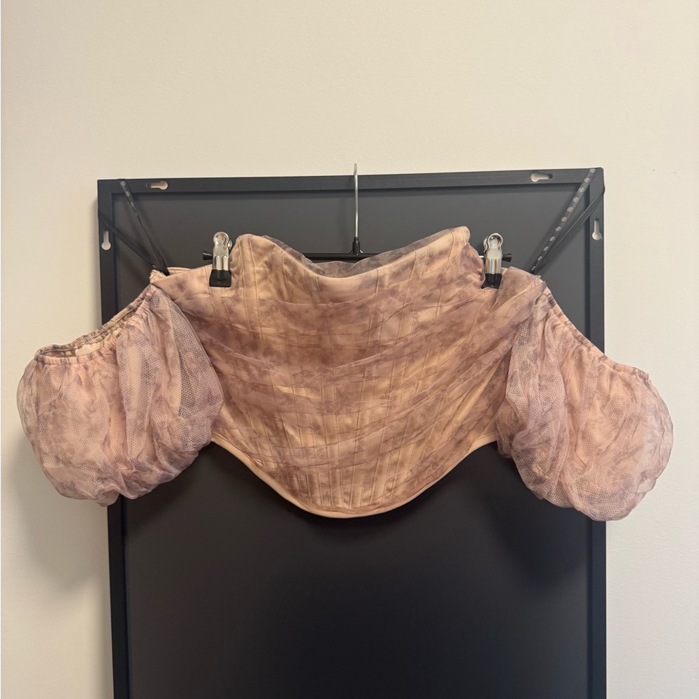 Missguided Blush Pink Off-Shoulder Corset Crop Top